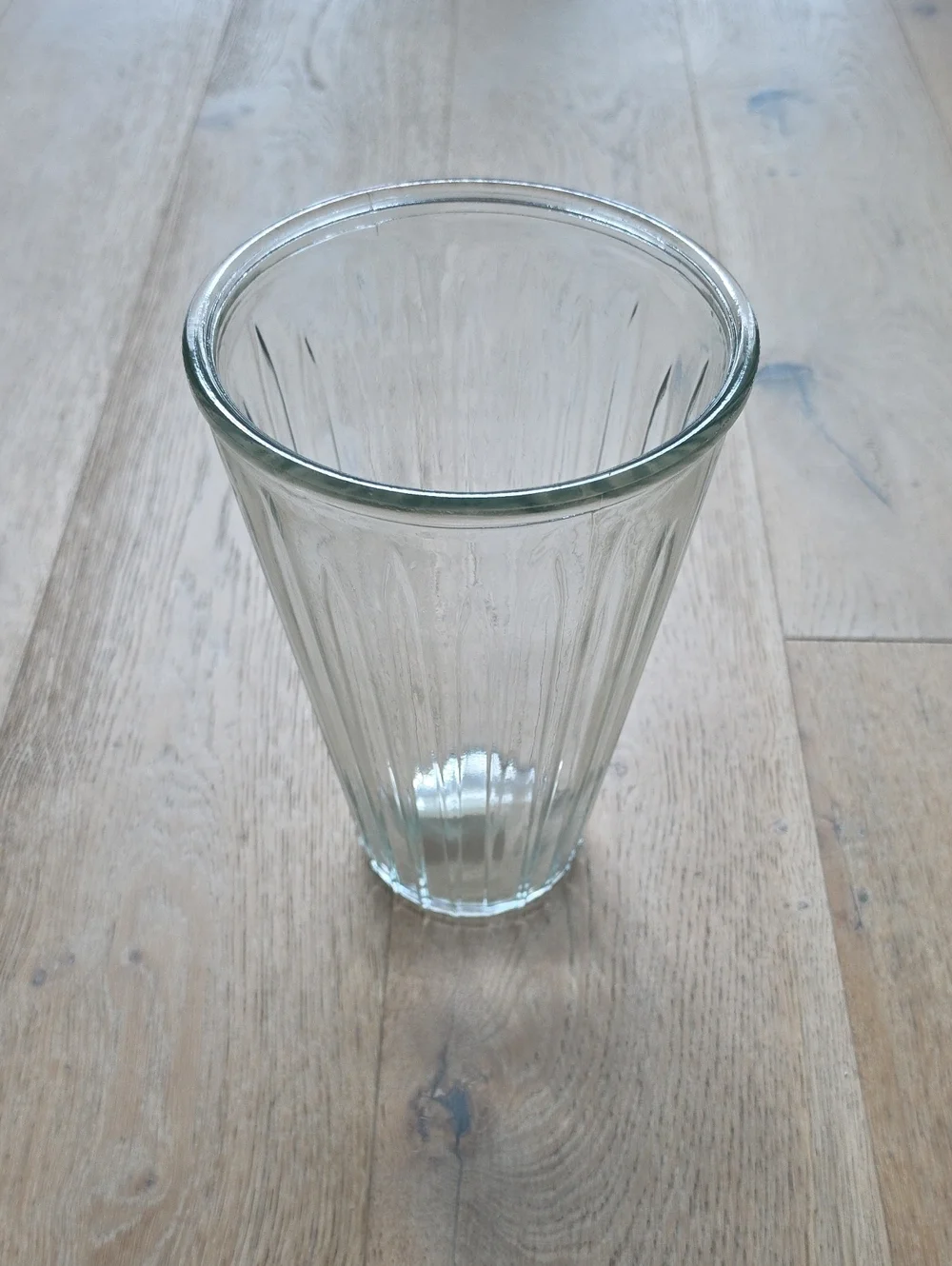 Clear Ribbed Glass Large Vase
